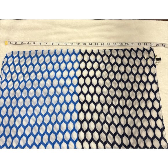 Kate Spade New York Infinity Scarf W/Blue & White Lemon Print Lightweight - Picture 8 of 9
